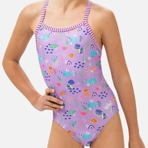 Uglies Kids One Piece Swimsuit - Purple Sea Life Design